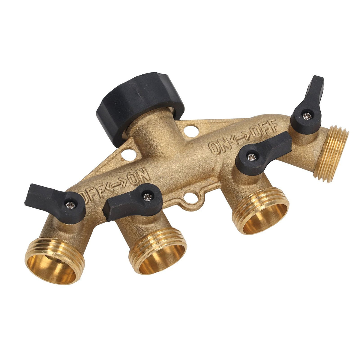 4 Way Water Splitter Brass Ball Valve Distributor for Garden Watering Agricultural Irrigation Car Washing US Style