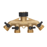 4 Way Water Splitter Brass Ball Valve Distributor for Garden Watering Agricultural Irrigation Car Washing US Style