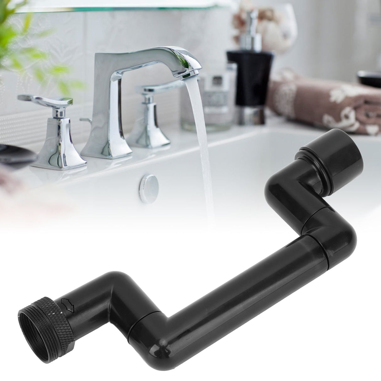 Rotating Telescopic Faucet Mechanical Swivel Arm Faucet for Kitchen Bathroom Sink Washbasin Black