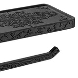 Black Paper Roll Rack with Phone Storage Shelf Aluminum Vintage Toilet Paper Towel Holder for Bathroom Black