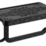 Black Paper Roll Rack with Phone Storage Shelf Aluminum Vintage Toilet Paper Towel Holder for Bathroom Black