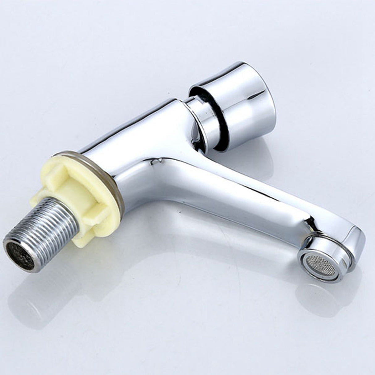 Time Delay Silver Faucet Single Tube Cold Water Basin Taps for Public Hotel Restaurant Shopping Mall