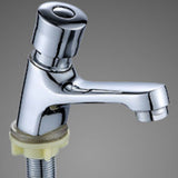 Time Delay Silver Faucet Single Tube Cold Water Basin Taps for Public Hotel Restaurant Shopping Mall