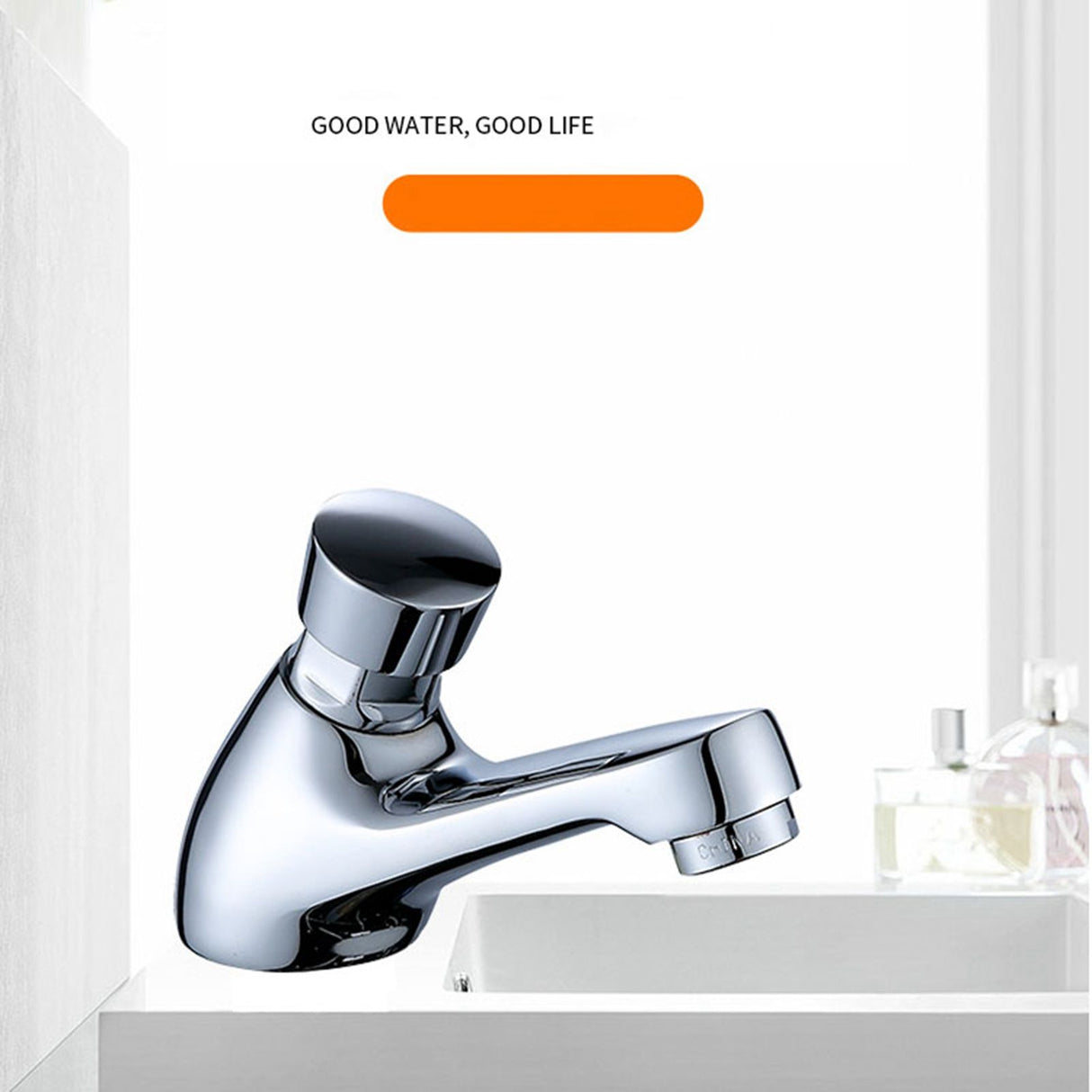 Time Delay Silver Faucet Single Tube Cold Water Basin Taps for Public Hotel Restaurant Shopping Mall