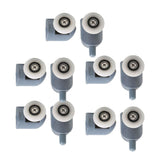 10pcs Shower Door Rollers Quiet Replacement Top Bottom Glass Door Pulleys for Bathroom Massage Room - 45-Degree Angle