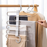 White Foldable Pants Rack Hanger Multifunctional Multi Layer Pants Folding Trouser Hanging Rack