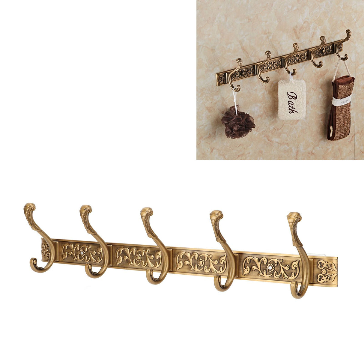 Rail Wall Hook Behind Door Mounted for Coat Hat Clothes Hanging Vintage Space Aluminum Hardware