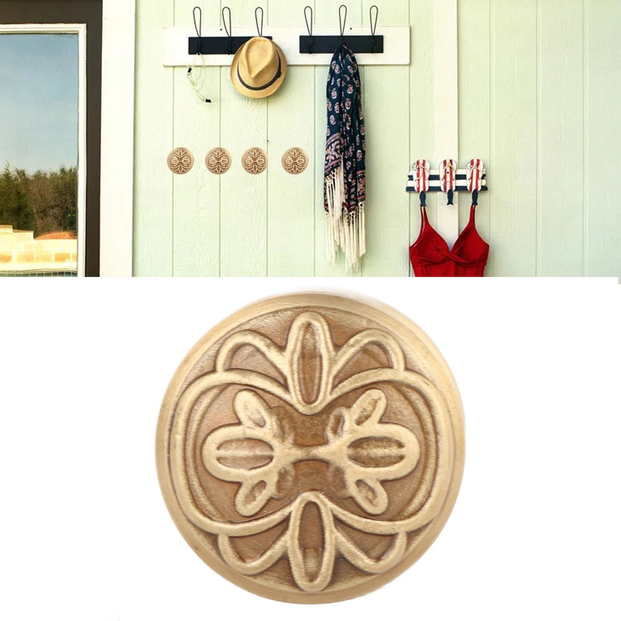 Bathroom Towel Hook Copper Retro Multifunctional Space Saving Wall Mounted Robe Hook for Door C Type