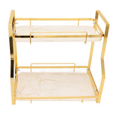 Bathroom Storage Shelf Wall Mounted Corner Organizer Standing Rack for Living Room Bedroom Kitchen White and Gold 2 Tier