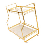 Bathroom Storage Shelf Wall Mounted Corner Organizer Standing Rack for Living Room Bedroom Kitchen White and Gold 2 Tier - Rear View