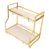 Bathroom Storage Shelf Wall Mounted Corner Organizer Standing Rack for Living Room Bedroom Kitchen White and Gold 2 Tier