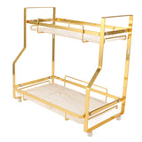 Bathroom Storage Shelf Wall Mounted Corner Organizer Standing Rack for Living Room Bedroom Kitchen White and Gold 2 Tier - Extra Image
