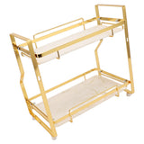 Bathroom Storage Shelf Wall Mounted Corner Organizer Standing Rack for Living Room Bedroom Kitchen White and Gold 2 Tier - Extra Image