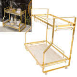 Bathroom Storage Shelf Wall Mounted Corner Organizer Standing Rack for Living Room Bedroom Kitchen White and Gold 2 Tier