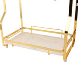 Bathroom Storage Shelf Wall Mounted Corner Organizer Standing Rack for Living Room Bedroom Kitchen White and Gold 2 Tier