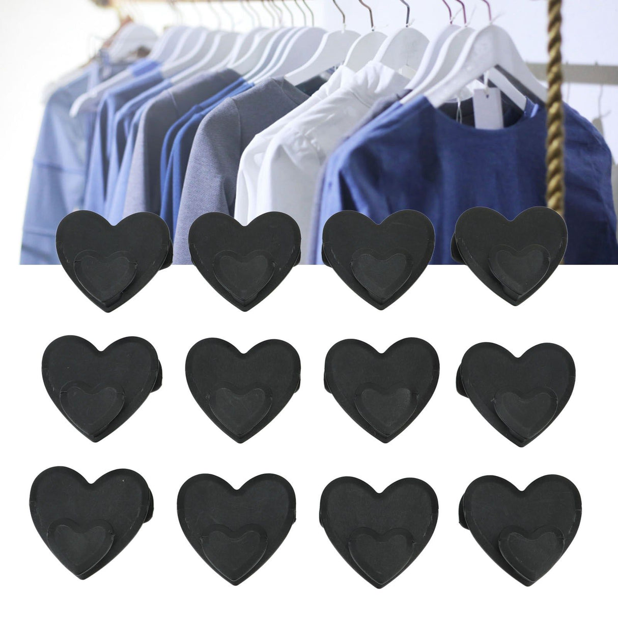 12pcs Clothes Hanger Connector Hooks Hanger Connecting Hooks Multifunctional Wardrobe Drying Hanger Black