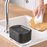 Soap Dispenser with Sponge Holder PP PET Press Type Soap Box for Cloth Dish Kitchen Cleaning Black