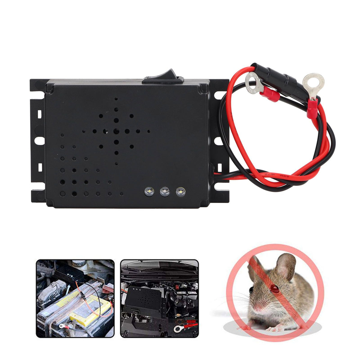 Car Mouse Repeller Ultrasonic Strong Strobe Light Car Electronic Mice Repellent for Engine Compartment