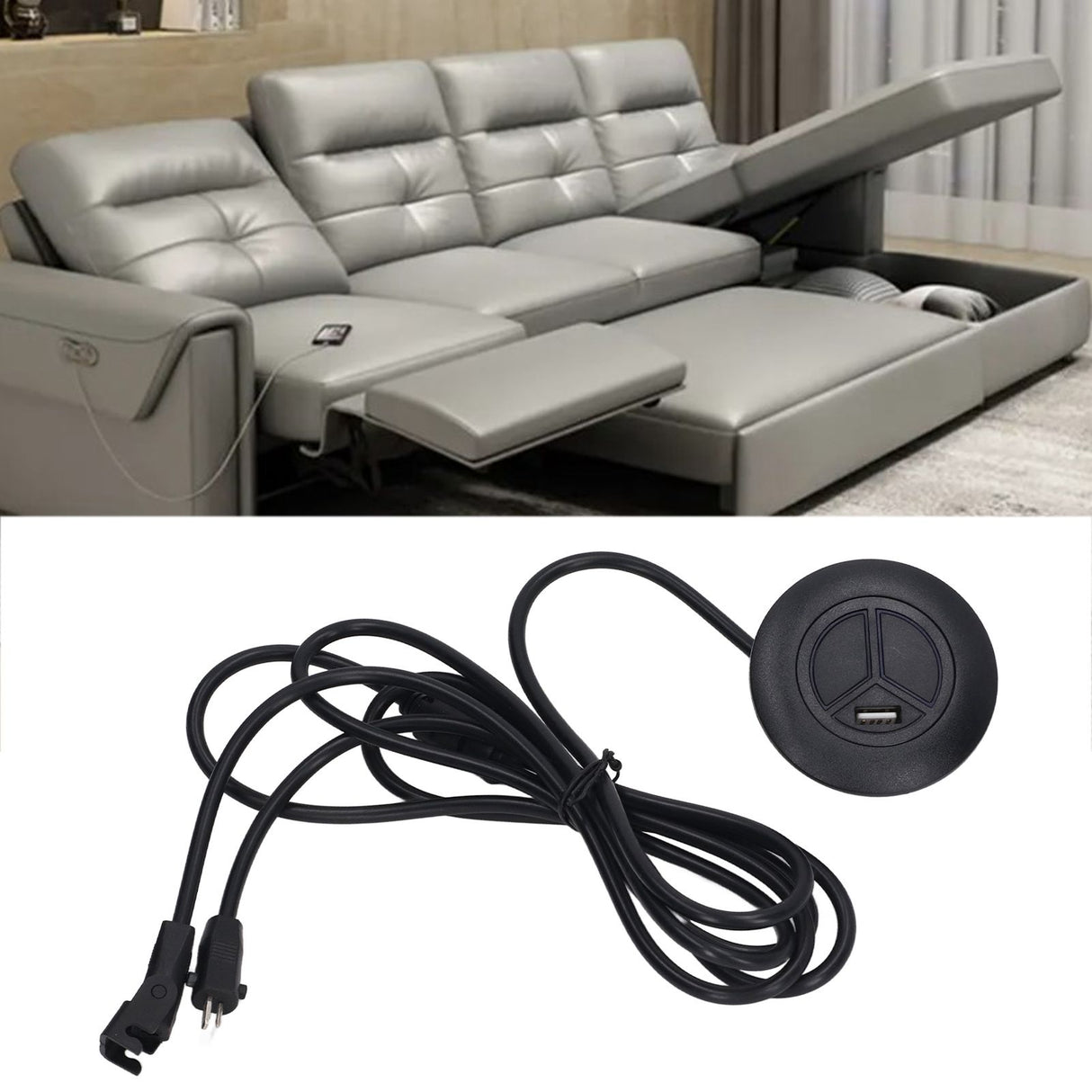 Electric Recliner Chair Sofa Replacement Button Lift Hand Control Handset USB Charging Interface Wired Remote Control