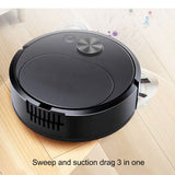 Automatic Vacuum Cleaner Low Noise Rechargeable 3 in 1 Intelligent Sweeping Robot for Hair Dust Stain Black