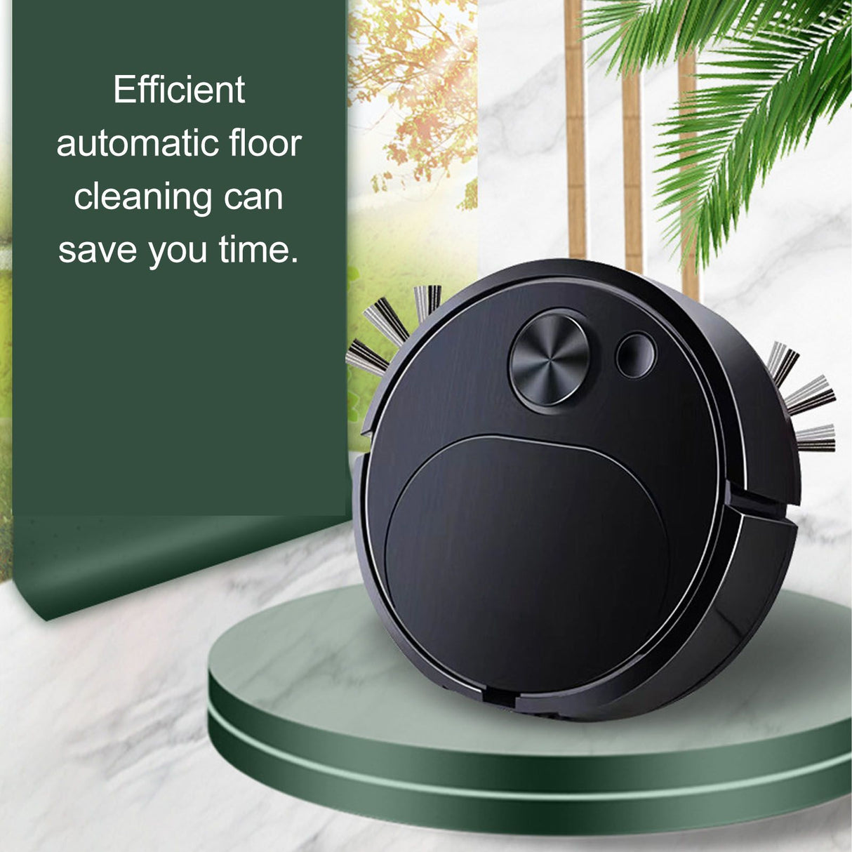 Automatic Vacuum Cleaner Low Noise Rechargeable 3 in 1 Intelligent Sweeping Robot for Hair Dust Stain Black