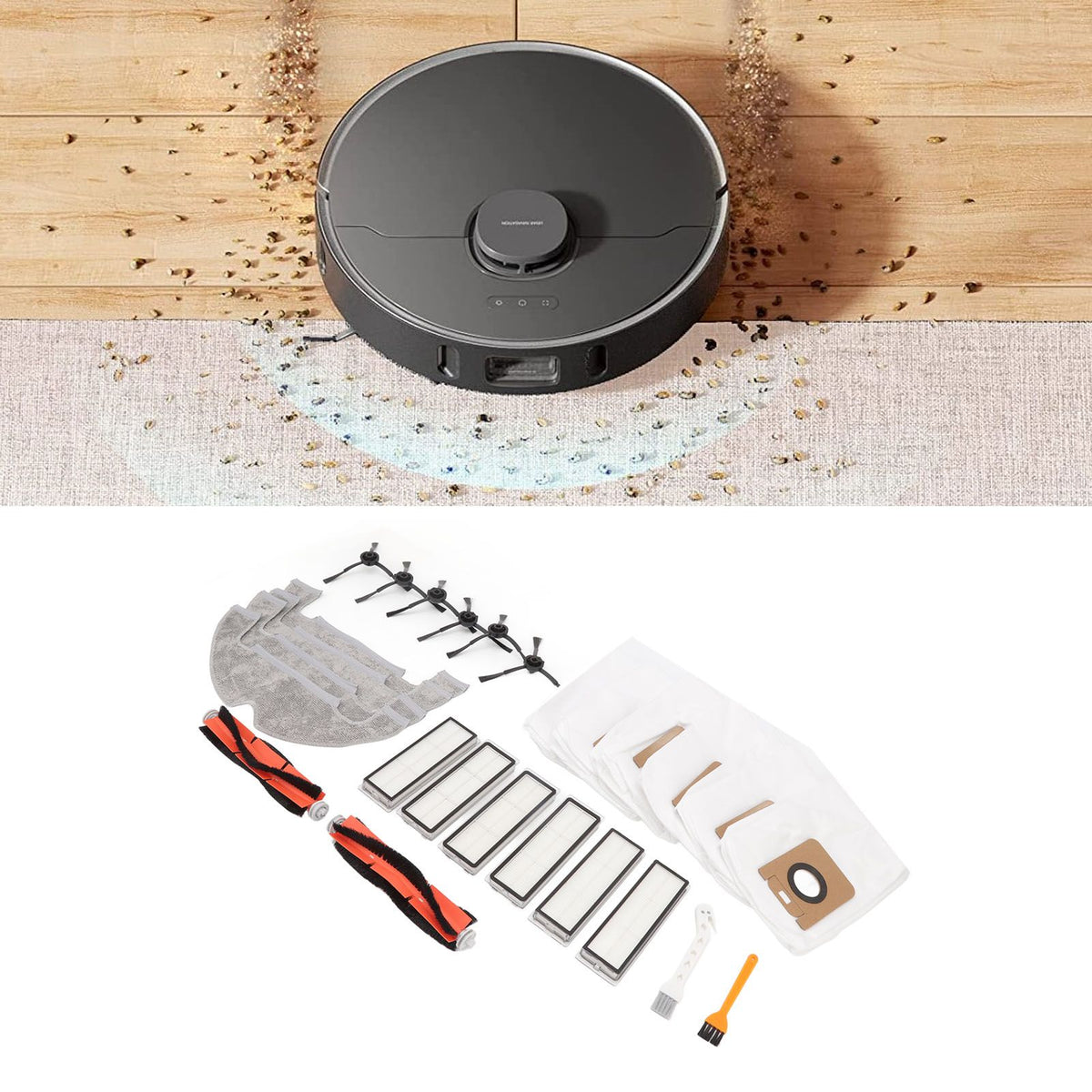 Sweeper Accessories Main Brush Dust Bag Filter Rag Side Brush Sweeper Replacement Parts for Dreame Z10 Pro