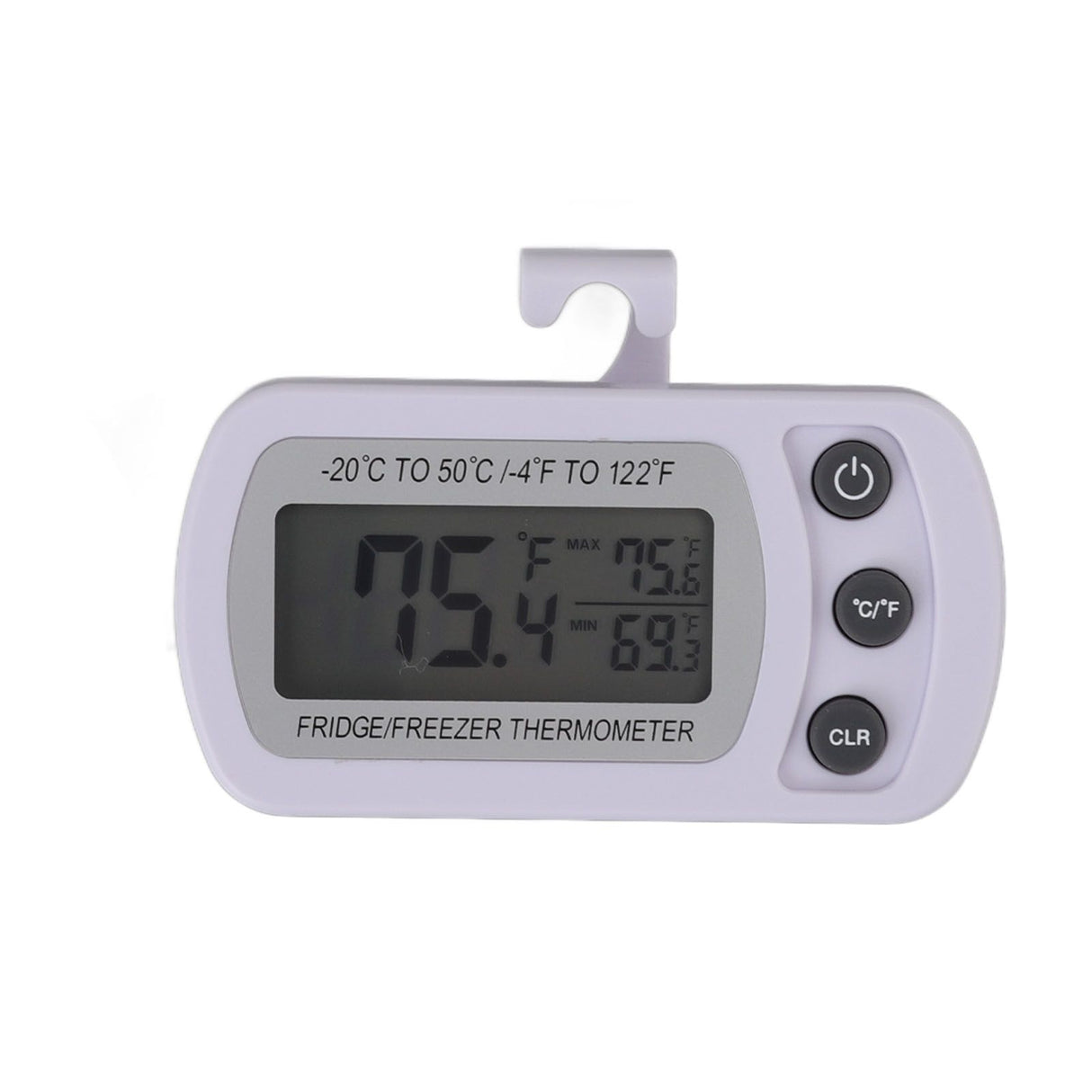 Refrigerator Thermometer Memory Function ABS Body White °C °F Switched Small Compact Digital Freezer Thermometer with Hook