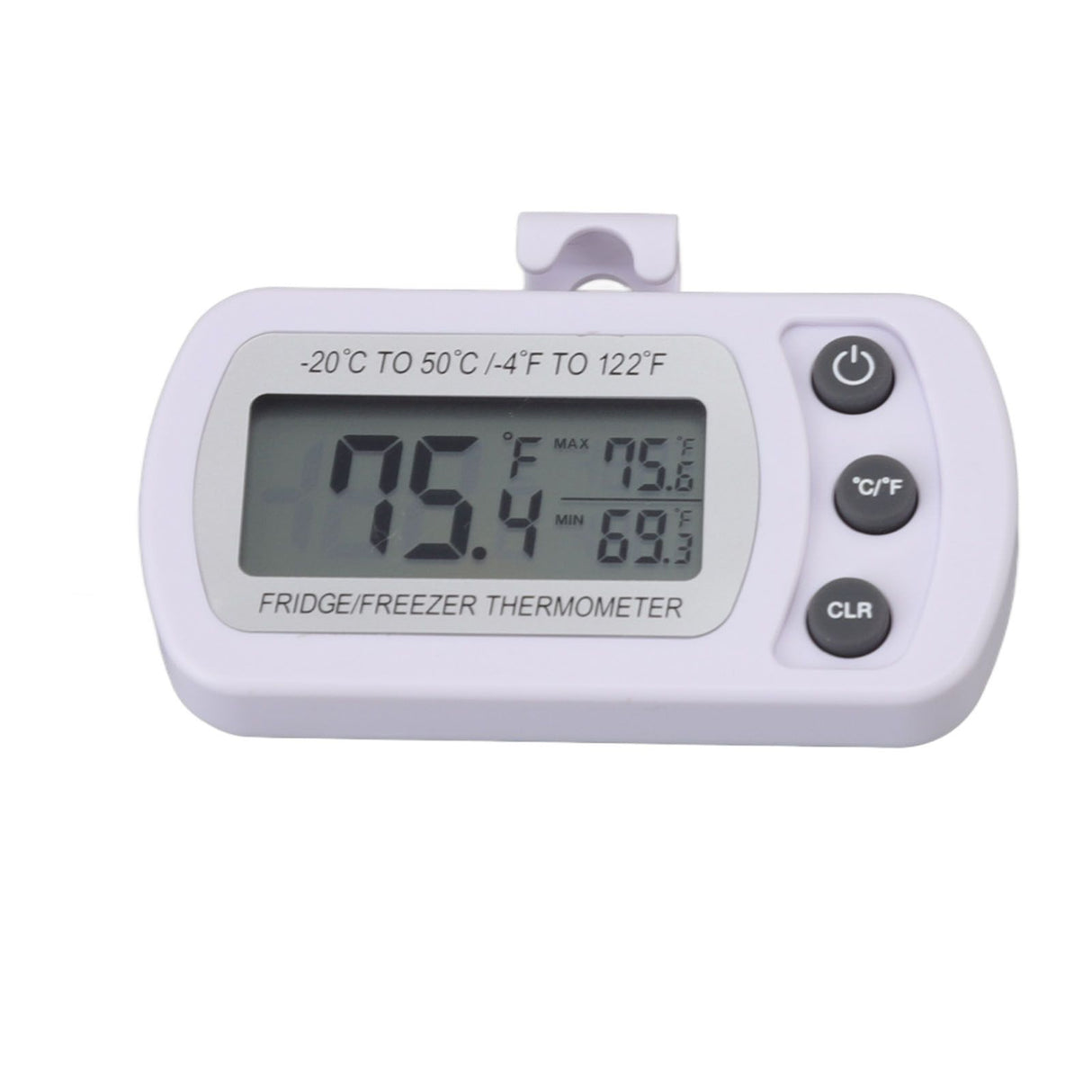 Refrigerator Thermometer Memory Function ABS Body White °C °F Switched Small Compact Digital Freezer Thermometer with Hook