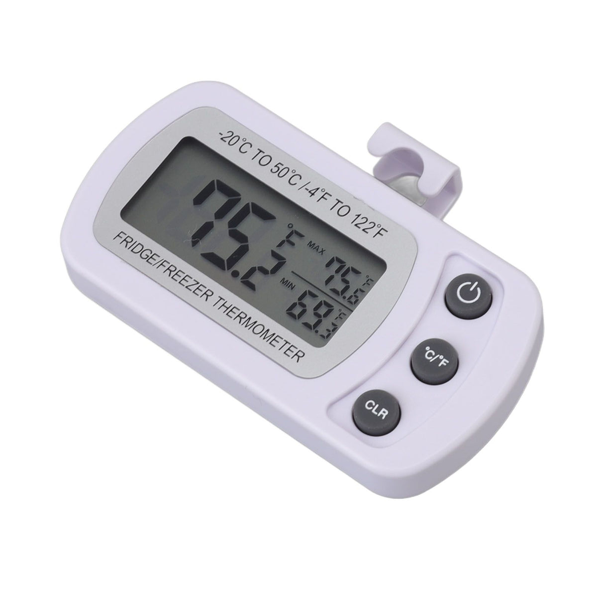 Refrigerator Thermometer Memory Function ABS Body White °C °F Switched Small Compact Digital Freezer Thermometer with Hook