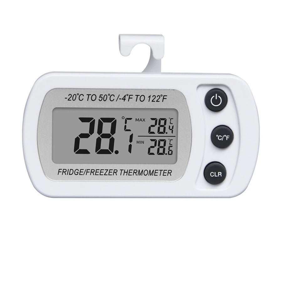Refrigerator Thermometer Memory Function ABS Body White °C °F Switched Small Compact Digital Freezer Thermometer with Hook