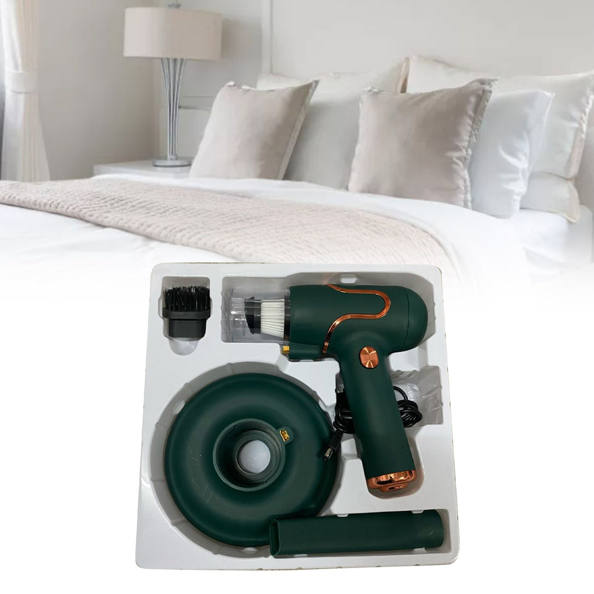 Vacuum Mite Cleaner Portable Cordless Lightweight Handheld Vacuum Dust Mite Cleaner for Home Mattress Car Green