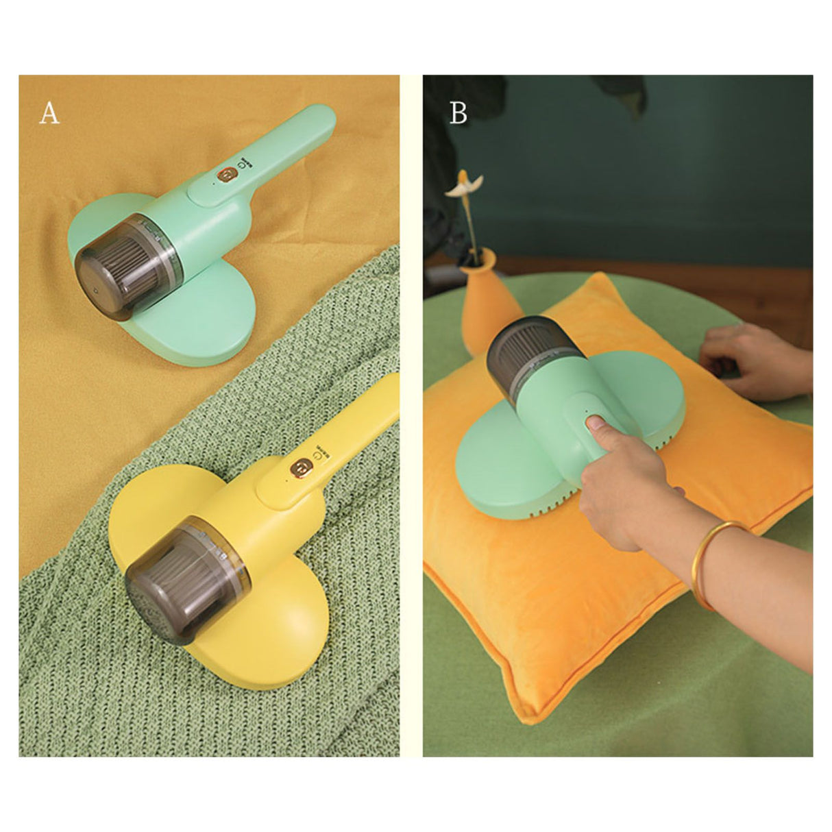 Bed Mite Remover Double Beat Handheld UV Mattress Vacuum Cleaner with Filter for Home Bedroom Green