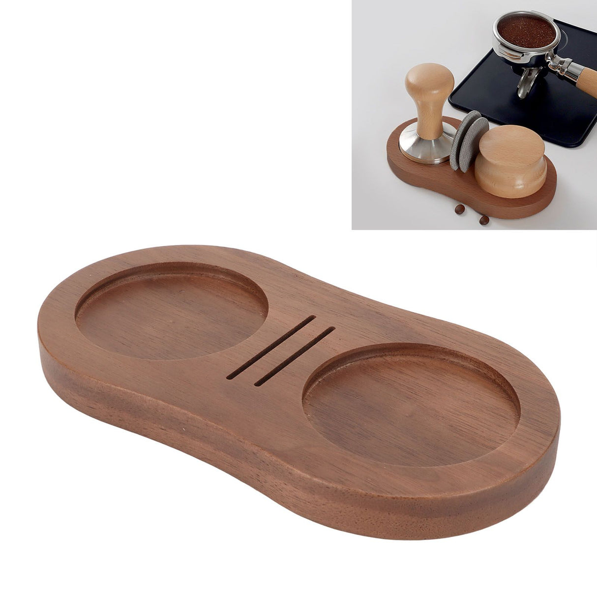 Coffee Tamper Holder Stand Wooden Coffee Powder Tamping Station Base 51mm 53mm 58mm Universal