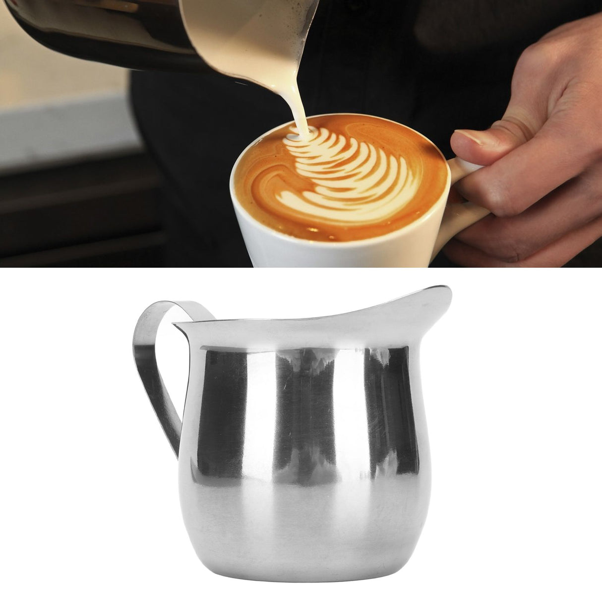 Milk Frothing Pitcher Stainless Steel Ergonomic Milk Frothing Cup Jug Steaming Pitcher for Coffee 8oz