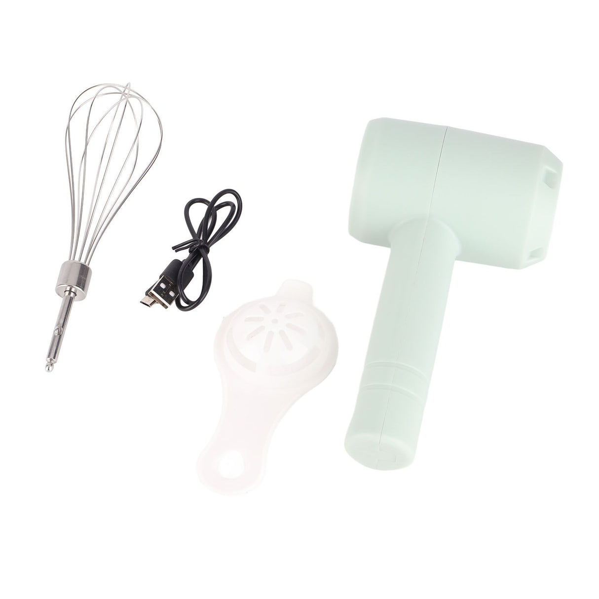 Electric Hand Mixer Automatic USB Rechargeable Portable Cordless Handheld Mixer for Baking Cake Egg Cream Light Cyan