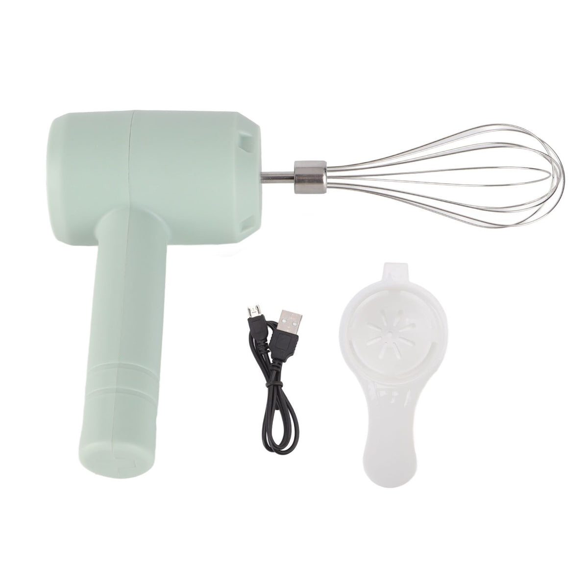 Electric Hand Mixer Automatic USB Rechargeable Portable Cordless Handheld Mixer for Baking Cake Egg Cream Light Cyan