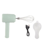 Electric Hand Mixer Automatic USB Rechargeable Portable Cordless Handheld Mixer for Baking Cake Egg Cream Light Cyan