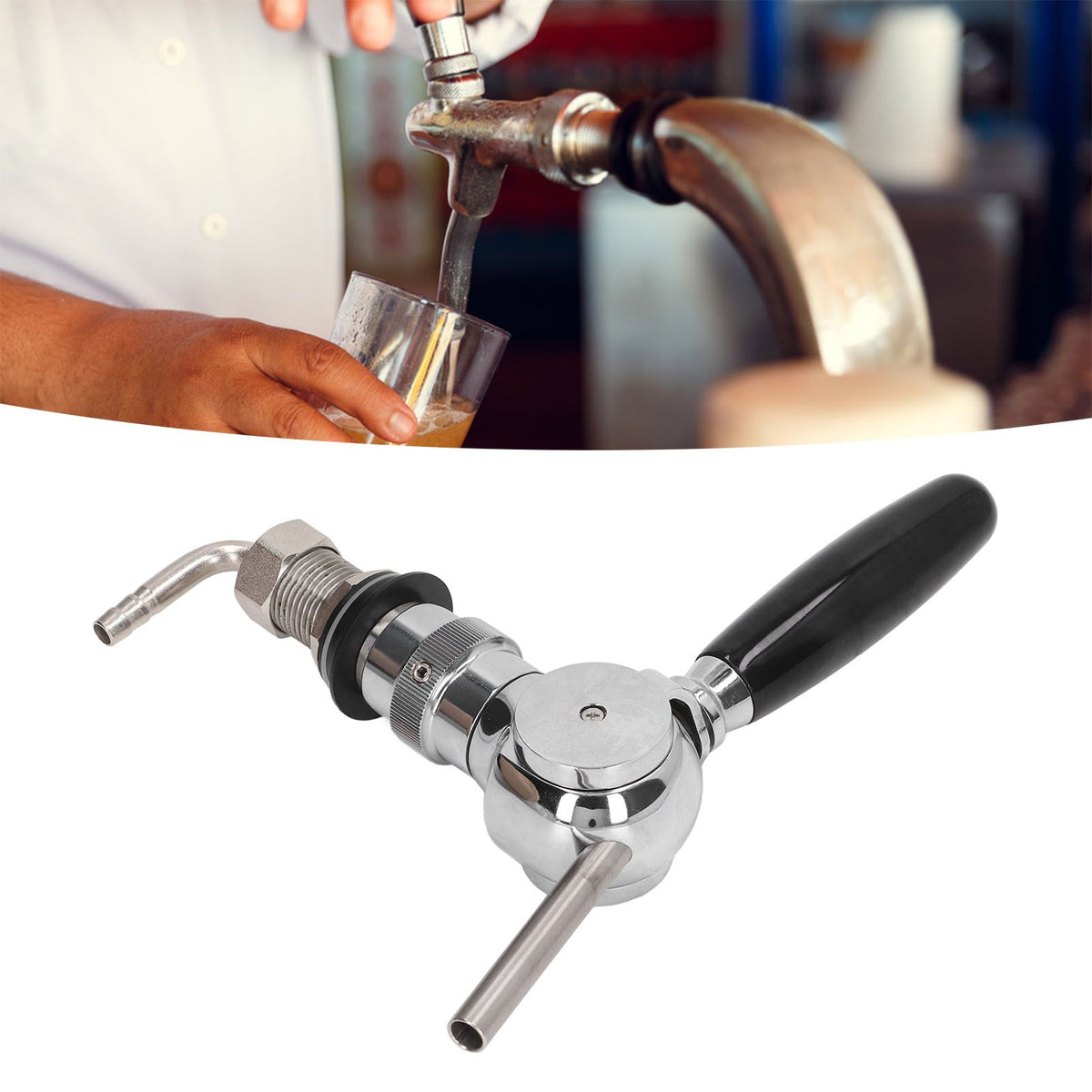Beer Keg Tap Stainless Steel Spheroidal Flow Rate Control Beer Tap Faucet for Bar Home