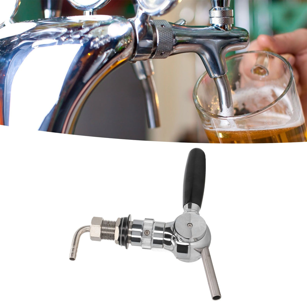 Beer Keg Tap Stainless Steel Spheroidal Flow Rate Control Beer Tap Faucet for Bar Home