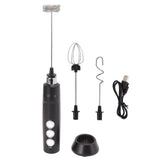 Electric Tumbler Stirrer Rechargeable Handheld Mini Foam Maker for Coffee Egg Hot Chocolate Black