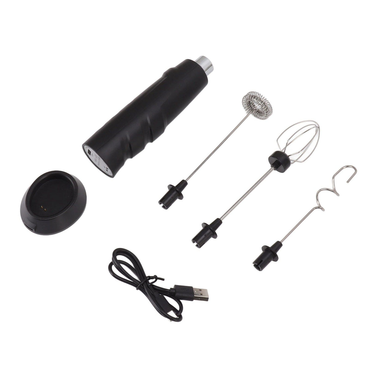 Electric Tumbler Stirrer Rechargeable Handheld Mini Foam Maker for Coffee Egg Hot Chocolate Black