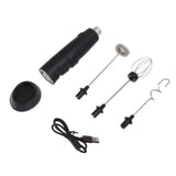 Electric Tumbler Stirrer Rechargeable Handheld Mini Foam Maker for Coffee Egg Hot Chocolate Black