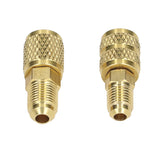 Refrigerant Adapter R22 M1/4SAE X F5/16SAE R410 M5/16SAE X F1/4SAE Copper Swivel Adapter - Side View