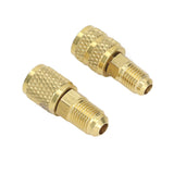 Refrigerant Adapter R22 M1/4SAE X F5/16SAE R410 M5/16SAE X F1/4SAE Copper Swivel Adapter - Top-Down View