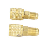 Refrigerant Adapter R22 M1/4SAE X F5/16SAE R410 M5/16SAE X F1/4SAE Copper Swivel Adapter - 45-Degree Angle
