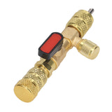 Valve Core Remover 1/4SAE 5/16SAE Port Air Conditioning Line Repair Tool for R12 R122 R410 - Close-Up Angle