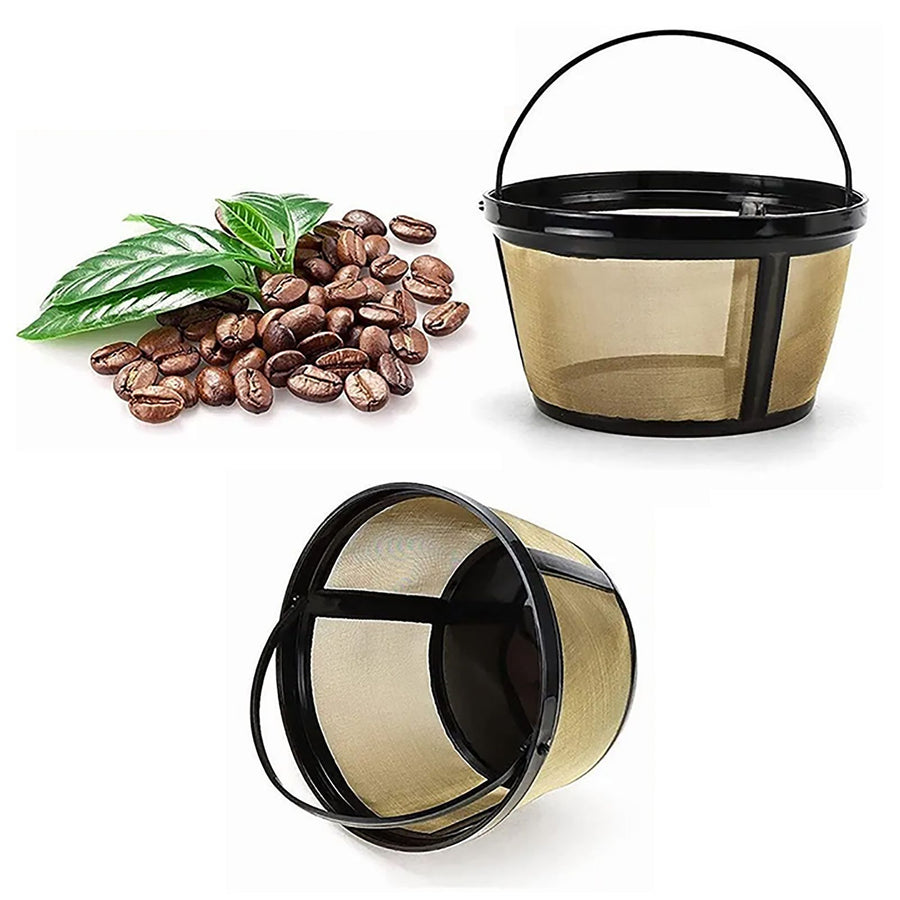 Coffee Filter Stainless Steel Coffee Machine Reusable Cone Coffee Filter Strainer Gold for Home