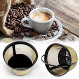 Coffee Filter Stainless Steel Coffee Machine Reusable Cone Coffee Filter Strainer Gold for Home