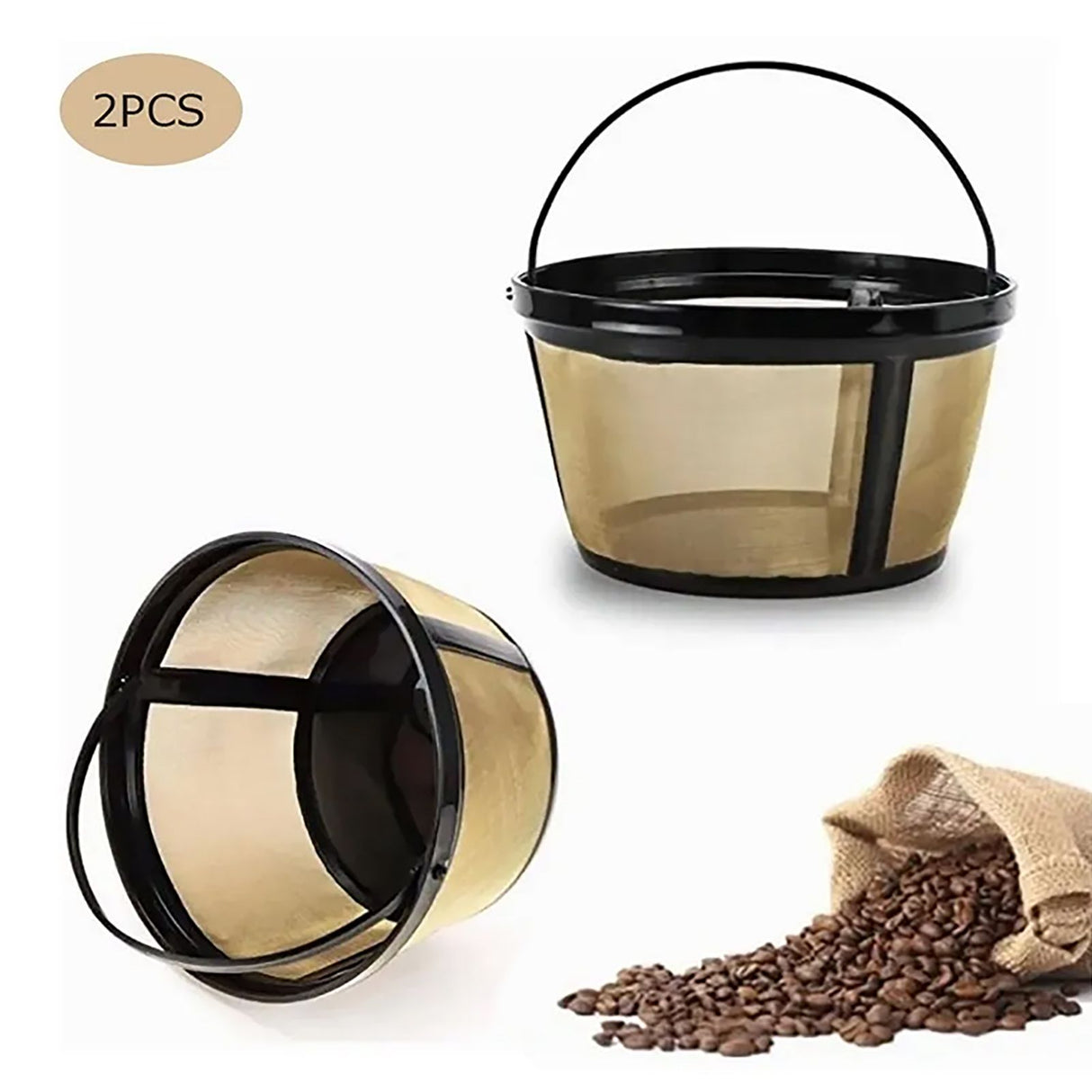 Coffee Filter Stainless Steel Coffee Machine Reusable Cone Coffee Filter Strainer Gold for Home