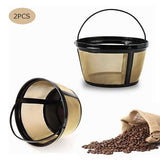 Coffee Filter Stainless Steel Coffee Machine Reusable Cone Coffee Filter Strainer Gold for Home